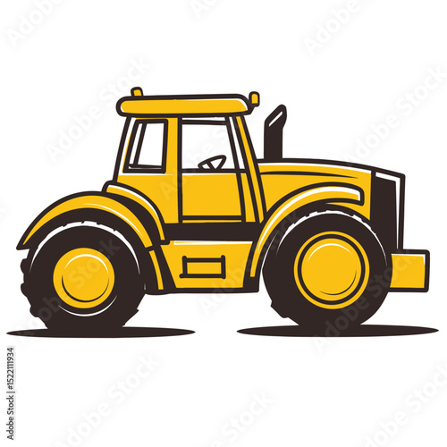 yellow tractor isolated on white