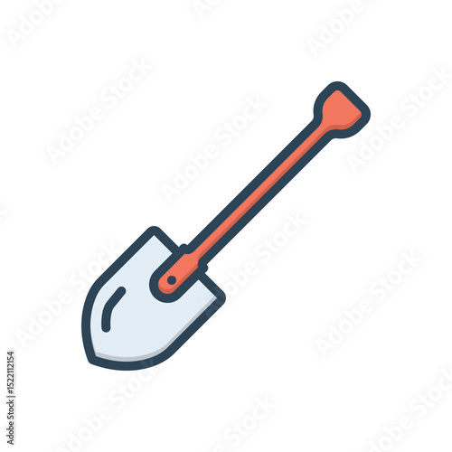 Color illustration icon for shovel