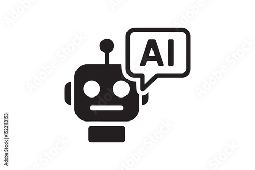 Robot Language Symbol icon silhouette vector with white background