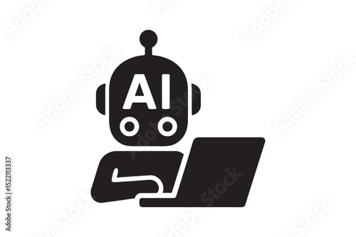 Robot Operating Icon icon silhouette vector with white background