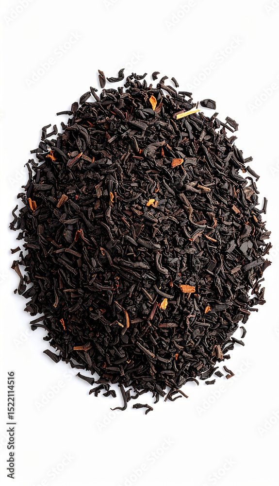 Fototapeta premium Aromatic Black Tea Leaves Close Up Studio Shot of Loose Leaf Black Tea with Spices