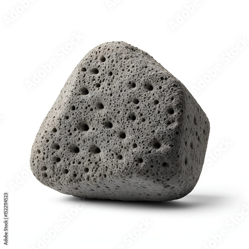 Volcanic pumice stone with porous texture isolated on transparent white background
