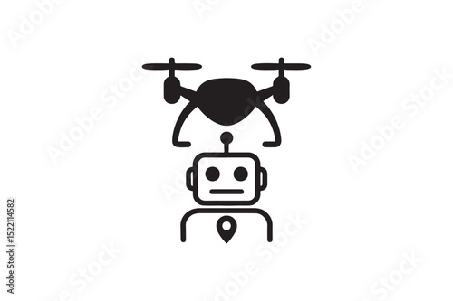 Sky Bot Navigator icon silhouette vector with white background