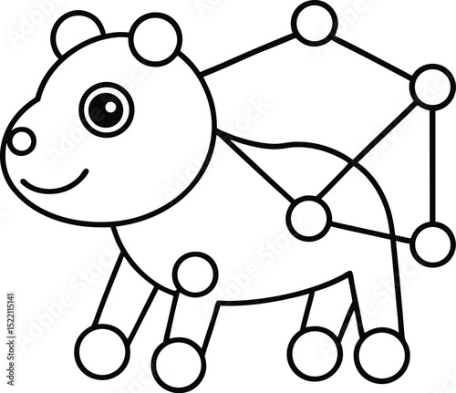 Cartoon Connect Dots Animal Picture Vector Art