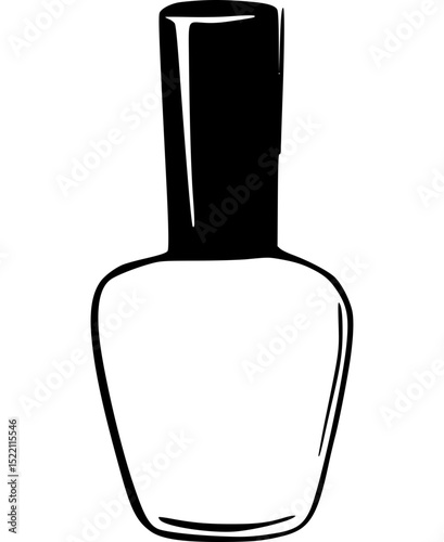 Vector art of elegant nail polish bottle, isolated on transparent background, vector silhouette