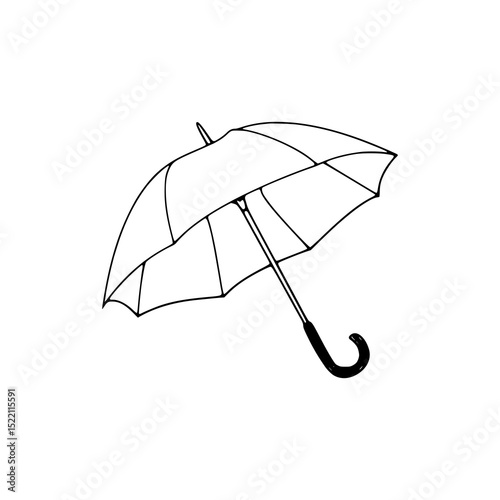Vector art of a simple black and white umbrella isolated on white background, a minimalist weather shield vector silhouette