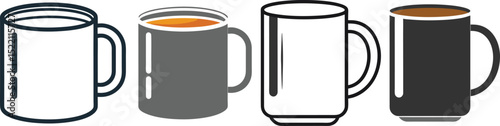Silhouette Coffee Mug Flat Illustration in Simple Minimalist Style
