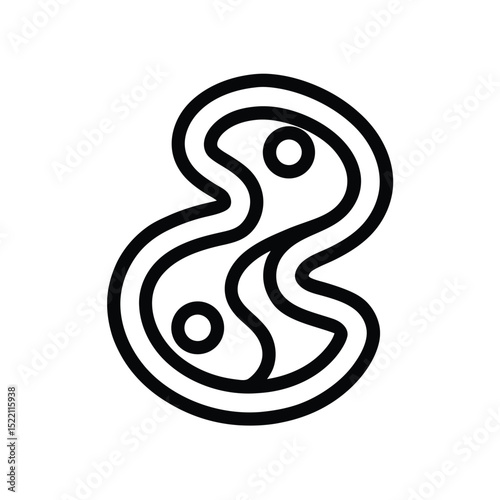 Flowing River Taoist Symbols Line Art Vector