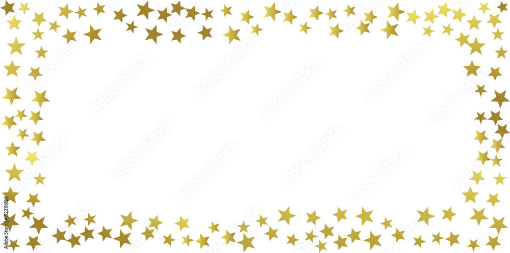 Golden Star Confetti Border for Festive Designs. Stars Glitter Frame Border. Golden Star Confetti Border for Festive Designs. Stars Glitter Frame Border.