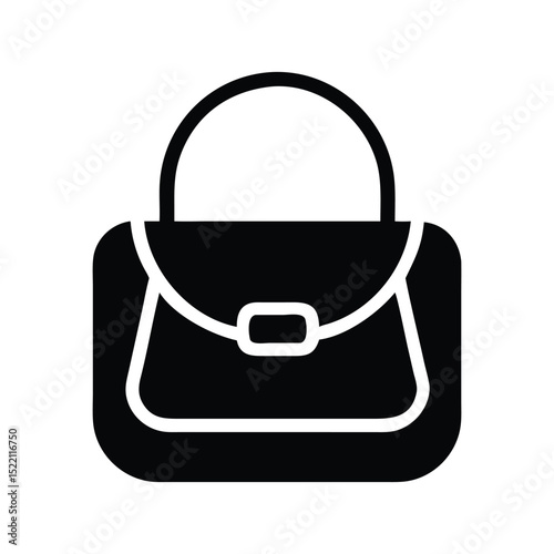 Vector illustration of a luxury fashion accessory a stylish black leather handbag for women silhouette icon