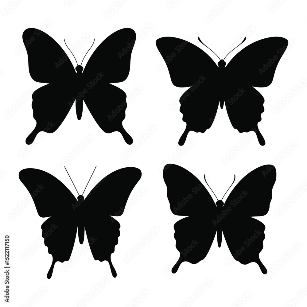 Blck butterfly vector silhouette illustration set Blck butterfly vector silhouette illustration set