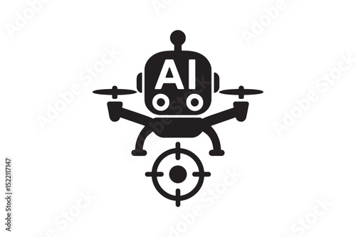 Targeting Drone Sign icon silhouette vector with white background