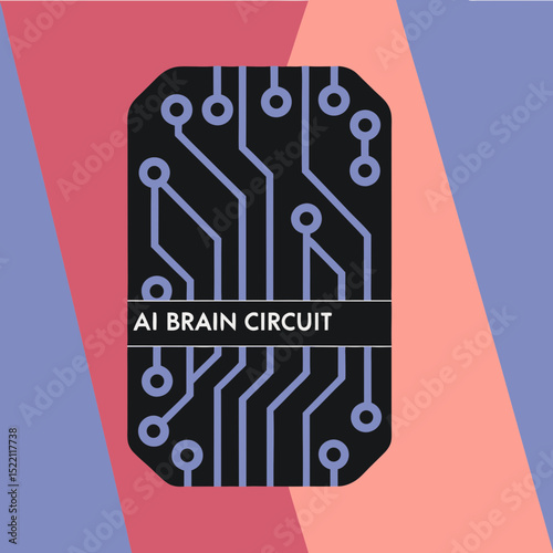 Illustration of ai brain circuit on colorful background