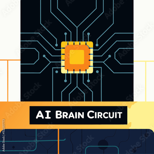 Illustration of a central processing unit with circuit paths