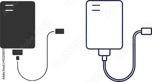 Silhouette Phone Charger Flat Illustration in Simple Minimalist Style