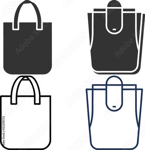 Silhouette Reusable Bag Flat Illustration in Simple Minimalist Style