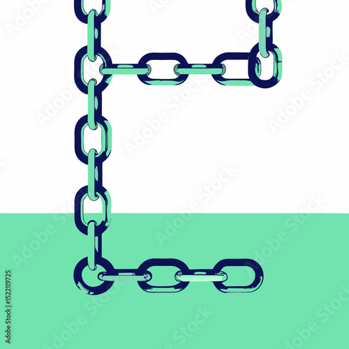 Illustration of a teal and navy blue chain on two levels
