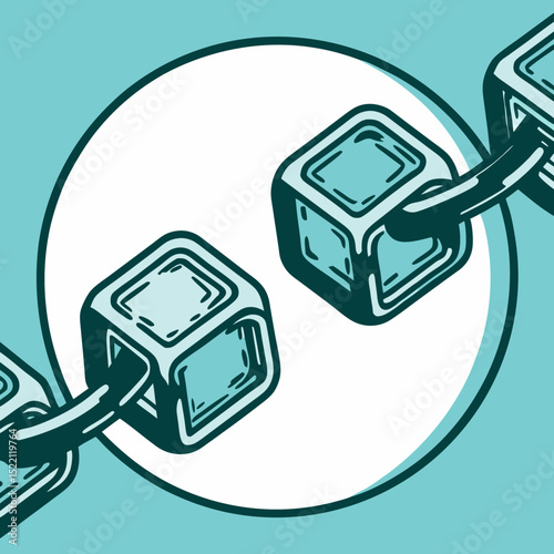 Illustration of a chain made of cubes inside a circle