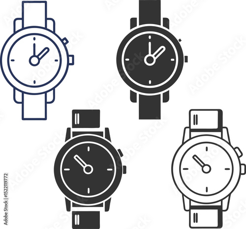 Silhouette Watch Flat Illustration in Simple Minimalist Style"
