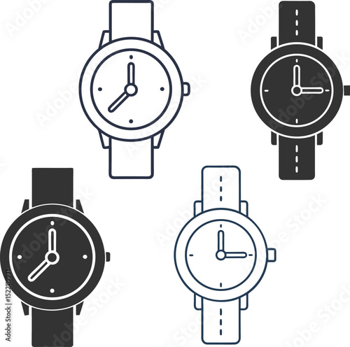 Silhouette Watch Flat Illustration in Simple Minimalist Style"