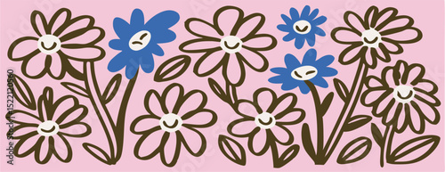 Happy Flowers Illustration: Cute Daisy Pattern
