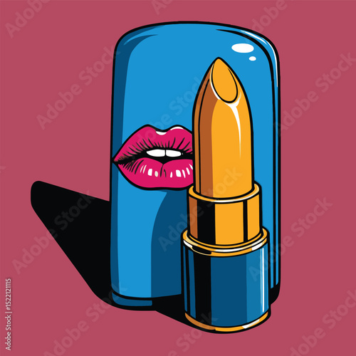 comic style vector lipstick image for graphic
