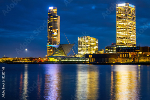 Milwaukee Skyline from the Bay at Night