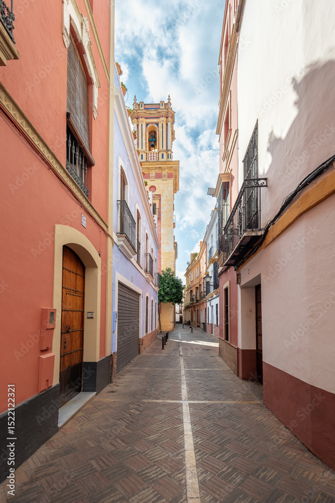 Obraz premium Calle con encanto de Sevilla. Calle virgen de la alegría. 