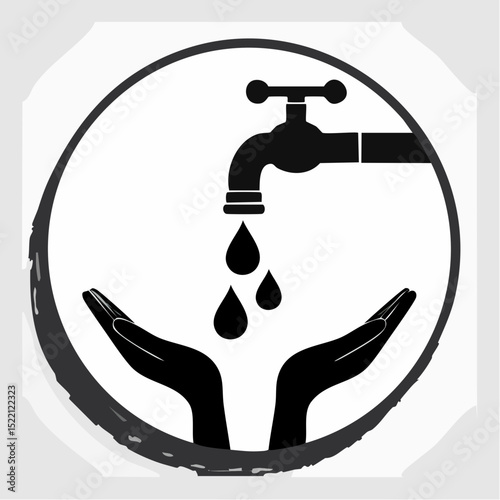 Clean hygiene reminder icon for hand washing facilities