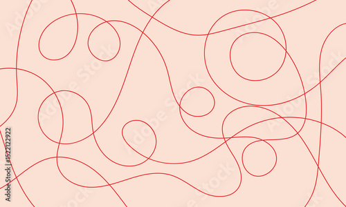 Thread line seamless pattern. Curvy intersections of ropes in organic smooth print. Abstract squiggly modern background with continuous lines. EPS 10 .