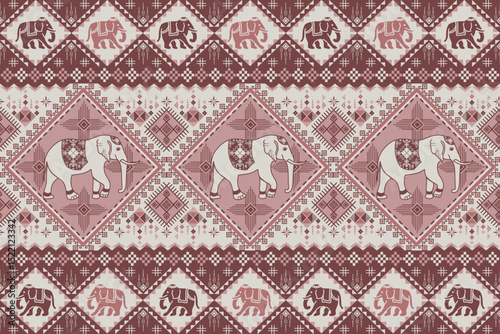 popular elephant pattern in asian style this elephant graphic is fashionable in thailand india and south east asia and this elephant and baby elephant can be for textile industry and any package 