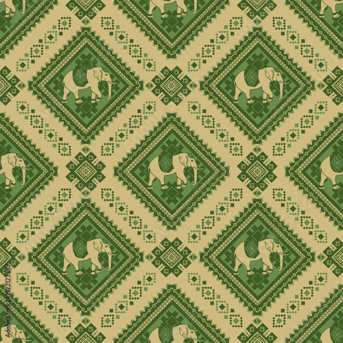 popular elephant pattern in asian style this elephant graphic is fashionable in thailand india and south east asia and this elephant and baby elephant can be for textile industry and any package 