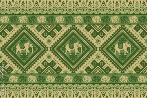 popular elephant pattern in asian style this elephant graphic is fashionable in thailand india and south east asia and this elephant and baby elephant can be for textile industry and any package 