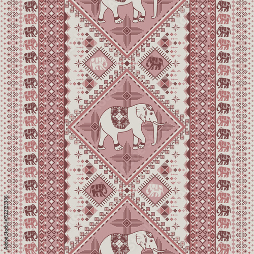 popular elephant pattern in asian style this elephant graphic is fashionable in thailand india and south east asia and this elephant and baby elephant can be for textile industry and any package 