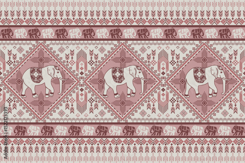 popular elephant pattern in asian style this elephant graphic is fashionable in thailand india and south east asia and this elephant and baby elephant can be for textile industry and any package 