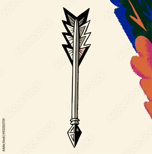 Stylized Arrow Design, Tribal Arrow Graphic, Geometric Arrowhead Illustration