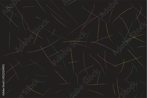 A vector background showing vibrant colorful doodles on a black chalkboard, drawn with energetic lines creating a lively and creative atmosphere.


