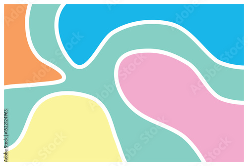 Colorful minimalist vector background featuring smooth curve waves with liquid-like flow, using bright gradients and simple shapes for a modern abstract design.

