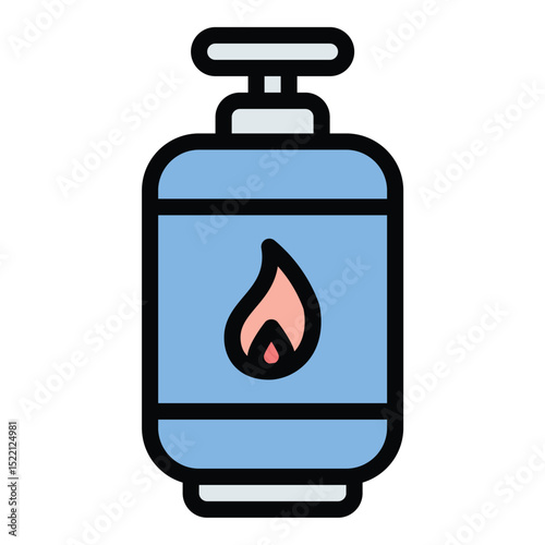 Gas icon flat line style illustration representing fuel and energy sources, suitable for energy, industrial, and environmental-related projects