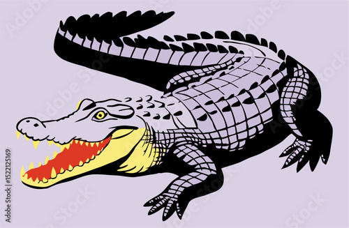 Illustration of a menacing alligator or crocodile