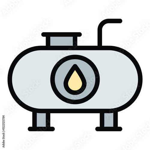 Oil tank platform icon flat line style illustration representing offshore storage and energy infrastructure, suitable for oil and gas, industrial, and environmental projects