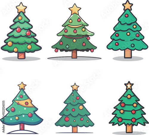 Cartoon Christmas tree illustration material
