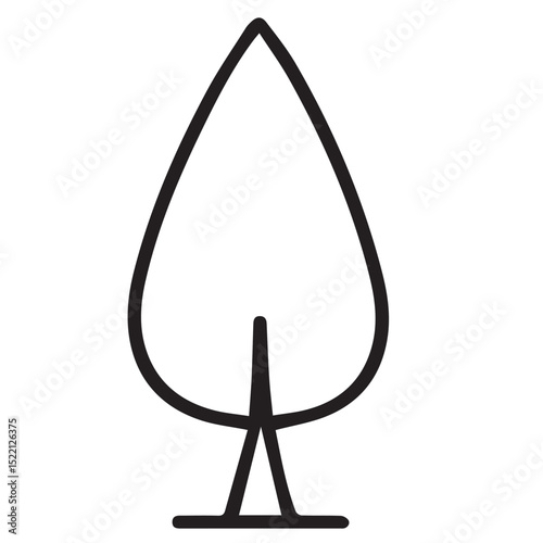 A minimalist tree vector design in black and white, outlined in black with simple lines and no additional texture or color.


