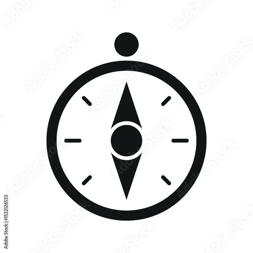 Flat compass icon, ideal for maps, navigation, travel apps, adventure themes, and direction tools.