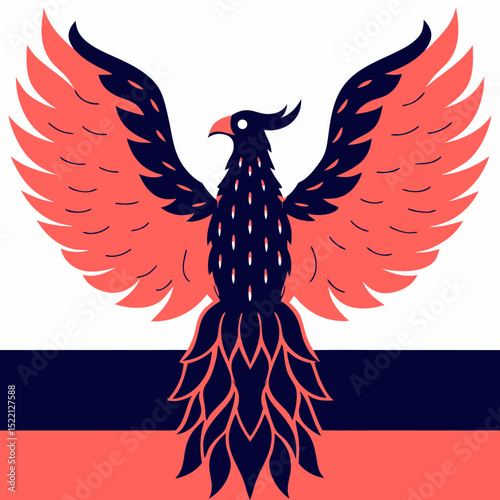 Illustration of a phoenix with outstretched wings design