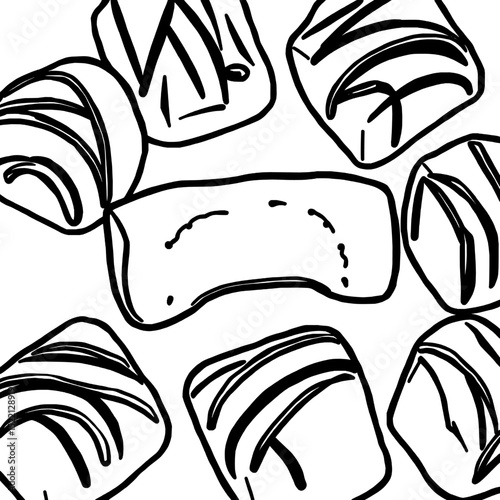 Sketch Of Elegant Pralines And Marshmallow Treats Hand Drawn Sweet Dessert Graphic Illustration