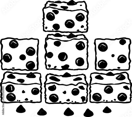 Stacked Delicious Chocolate Chip Brownie Squares With Loose Chips At Bottom Edges On A White Backdrop