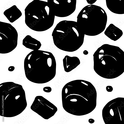 Sweet Brown Confections: A Whimsical Pattern Of Decadent Fudge And Toffee Pieces On A White Canvas