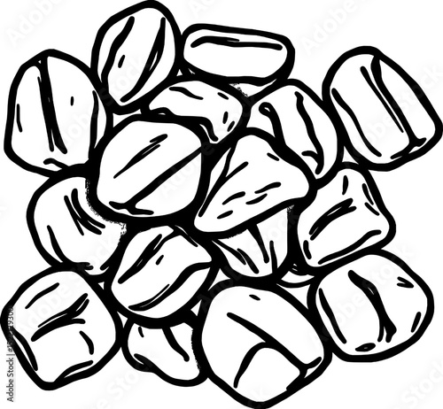 Pile Of Illustrated Raw Peanut Kernels Ready To Eat Food Ingredient Healthy Snack And Vegan Source Of Protein