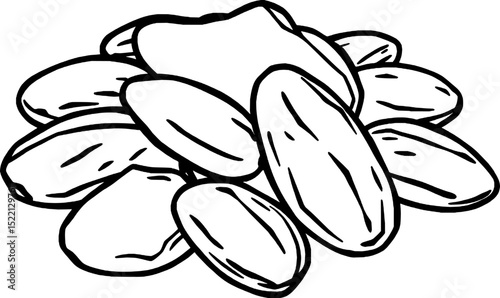 Artistic Rendering Of A Small Heap Of Light Colored Ovoid Almond Nuts On White Background